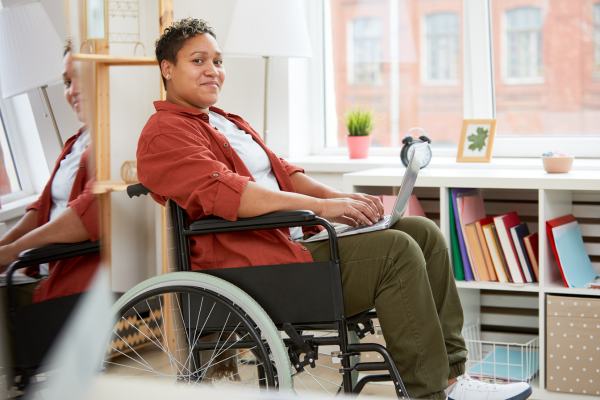 A woman in a wheel chair